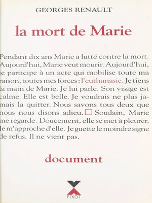 cover image of La mort de Marie